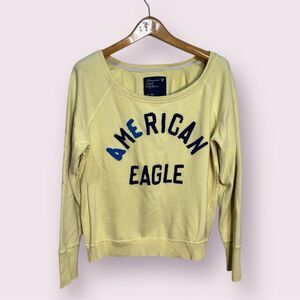 American Eagle Wide Neck, Yellow, Embroidered Vintage Y2K Sweatshirt XL